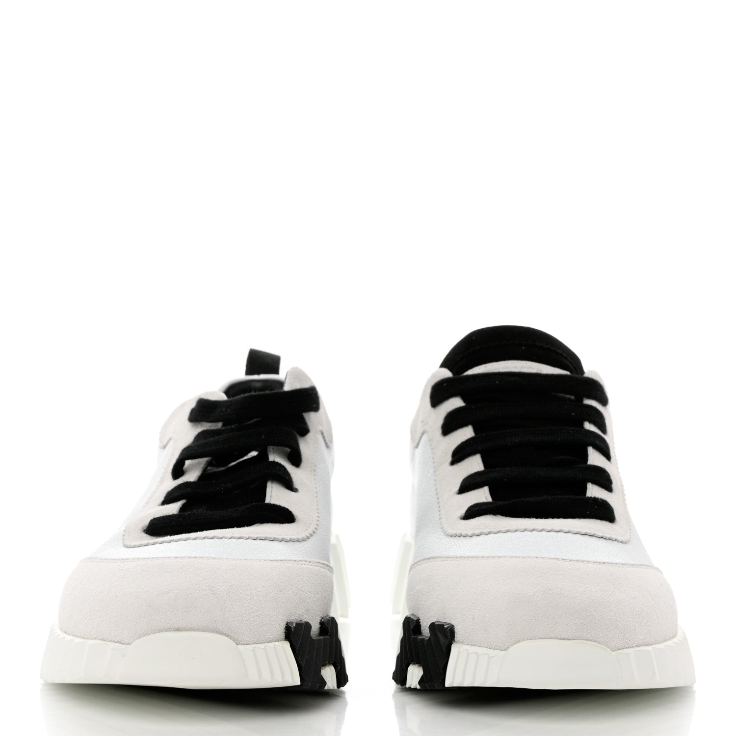 Hermes Goatskin Suede Goatskin Bouncing Sneakers 39 White Black 2 of 10