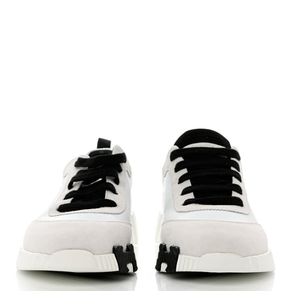 Hermes Goatskin Suede Goatskin Bouncing Sneakers 39 White Black 2 of 10