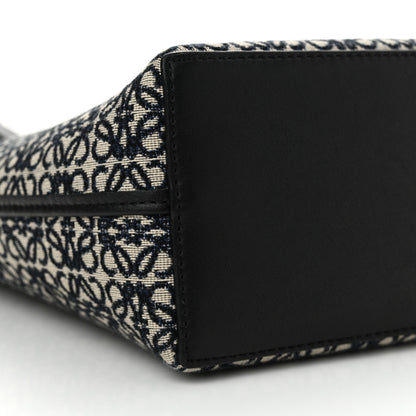 Loewe Jacquard Anagram Calfskin Small Square Tote Navy Black 8 of 10