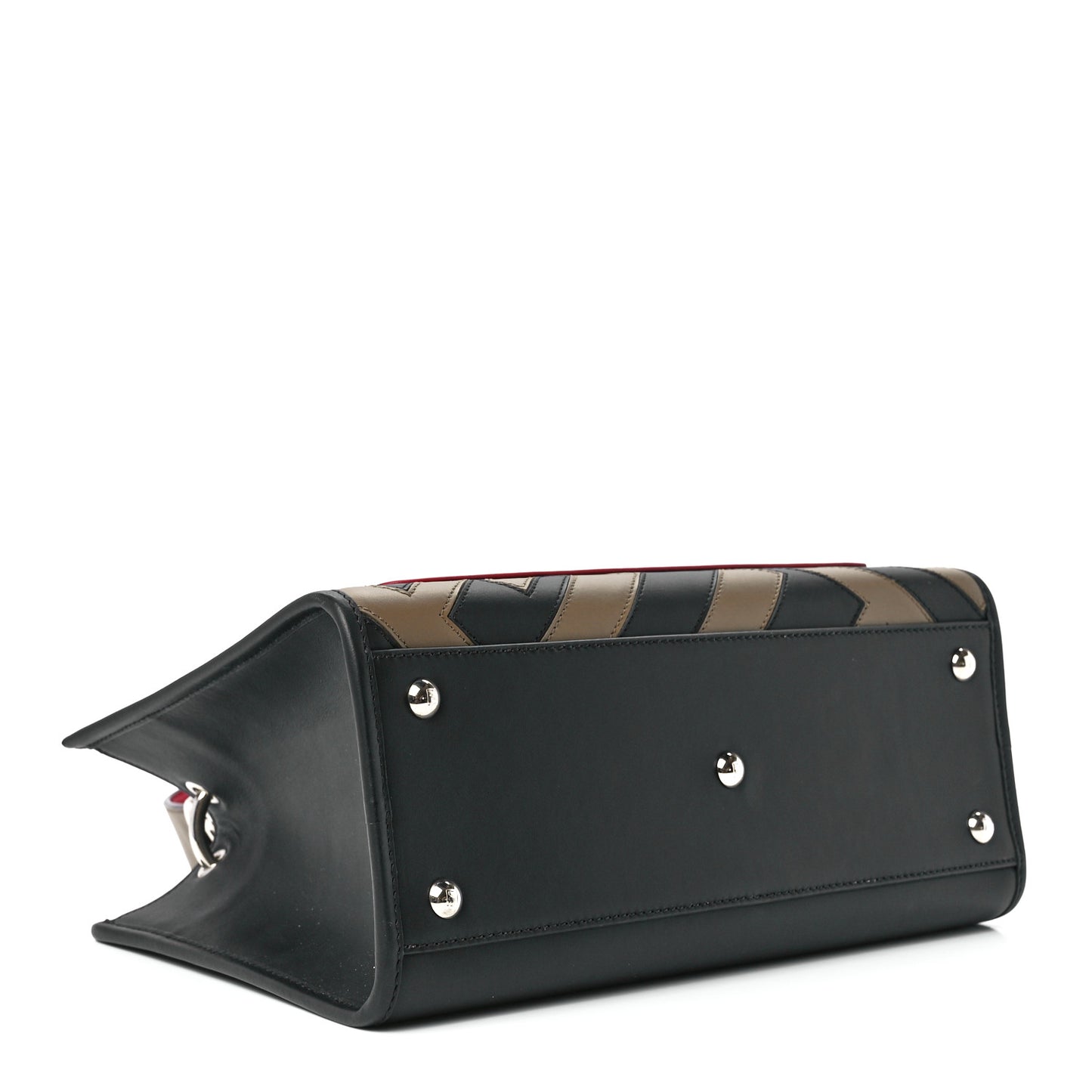 Vitello Century F is Fendi FF Diagonal Inlay Small Runaway Satchel Fango Black Fragola