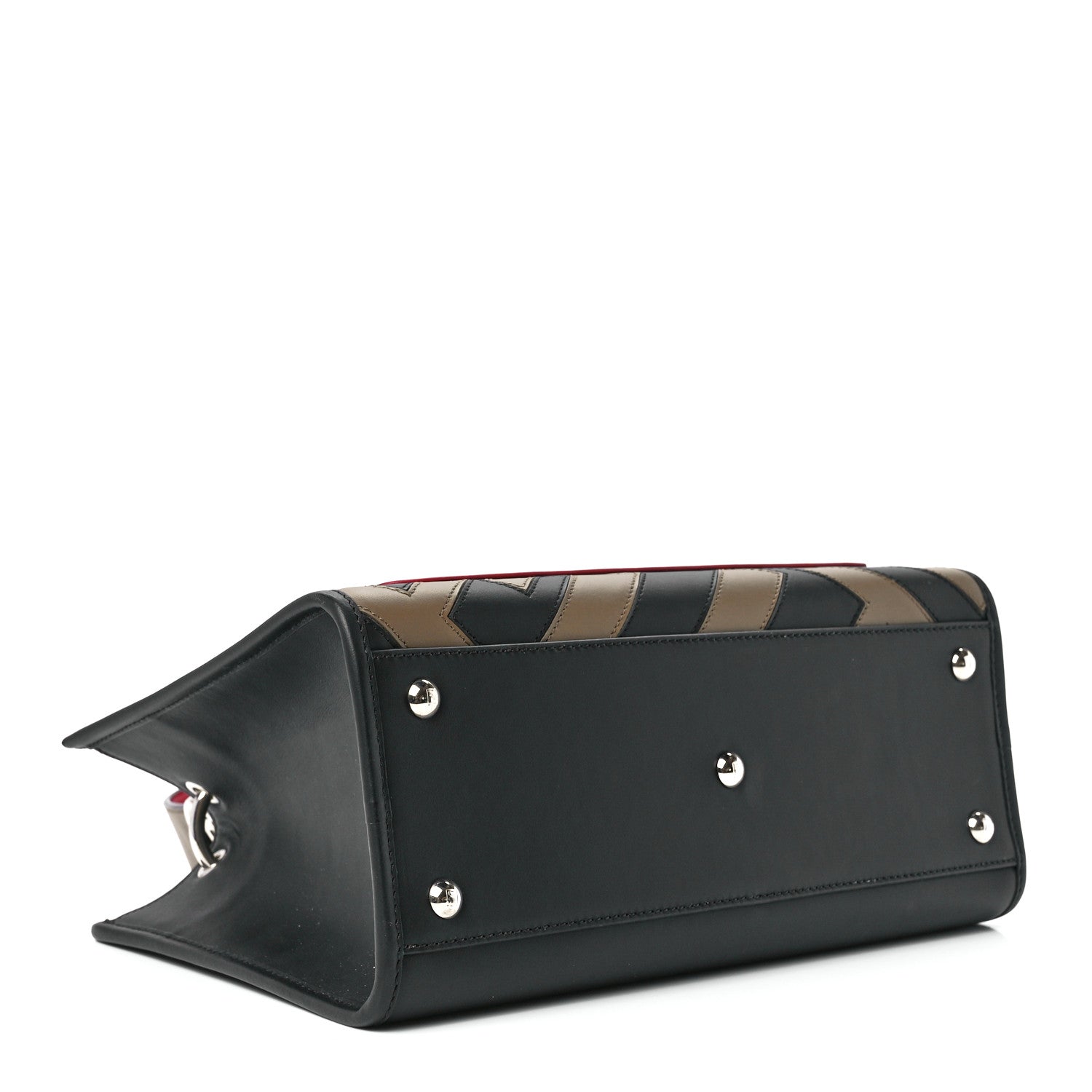 Fendi Vitello Century F is Fendi FF Diagonal Inlay Small Runaway Satchel Fango Black Fragola 4 of 12