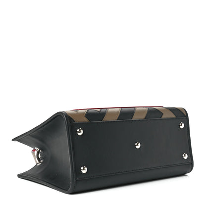 Fendi Vitello Century F is Fendi FF Diagonal Inlay Small Runaway Satchel Fango Black Fragola 4 of 12