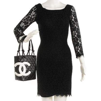 Chanel Calfskin Quilted Small Cambon Tote Black White 2 of 7
