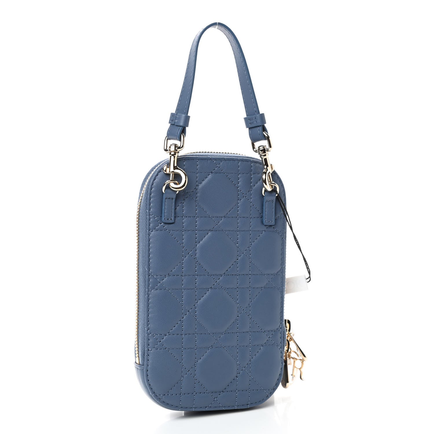 Christian Dior Lambskin Cannage Lady Dior Phone Holder Denim Blue 3 of 8