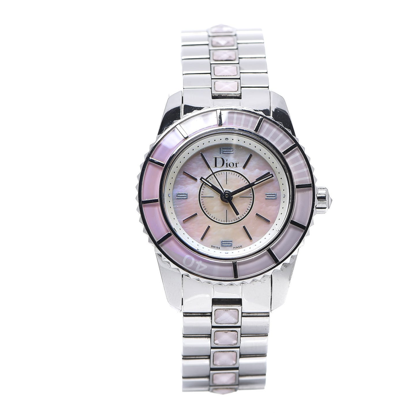 Stainless Steel Sapphire Pink Mother of Pearl 29mm Christal Quartz Watch