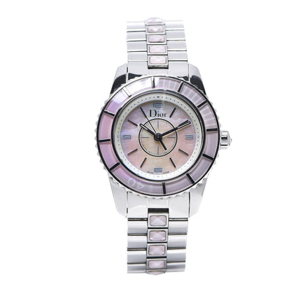 Christian Dior Stainless Steel Sapphire Pink Mother of Pearl 29mm Christal Quartz Watch 1 of 7