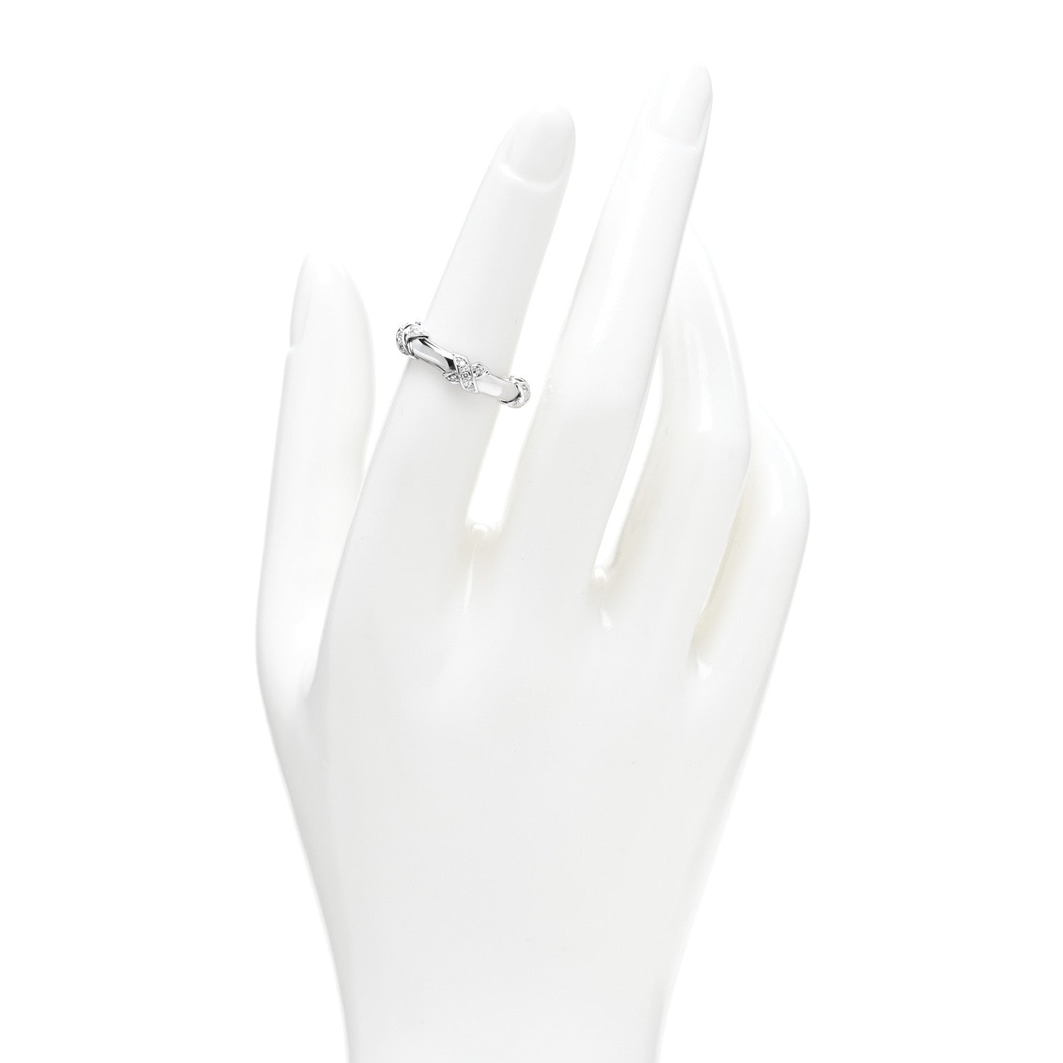 Tiffany 18K White Gold Diamond Signature X Ring 51 5.75 2 of 4
