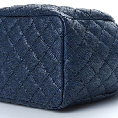 Chanel Caviar Flat Quilted CC Chain Bucket Drawstring Bag Navy 7 of 7