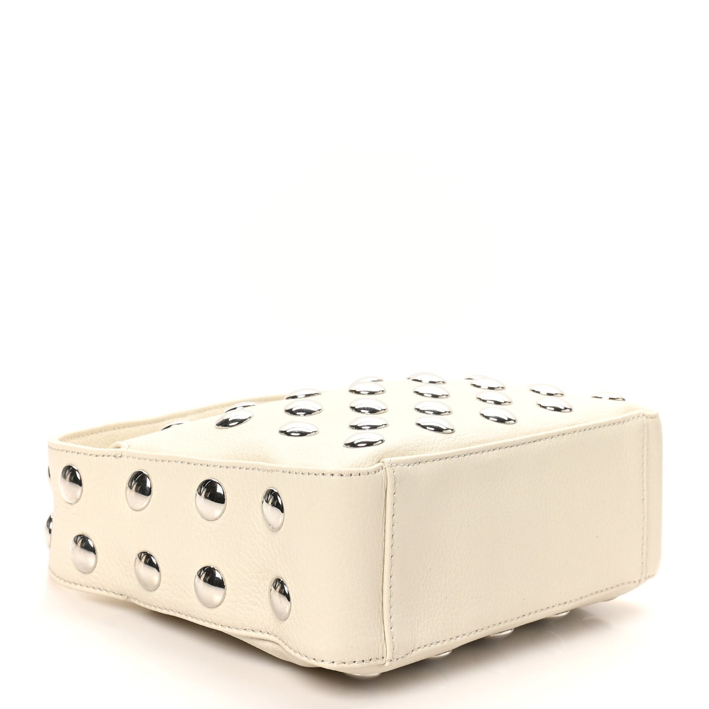 Pebbled Sport Calfskin Studded Small Elena White