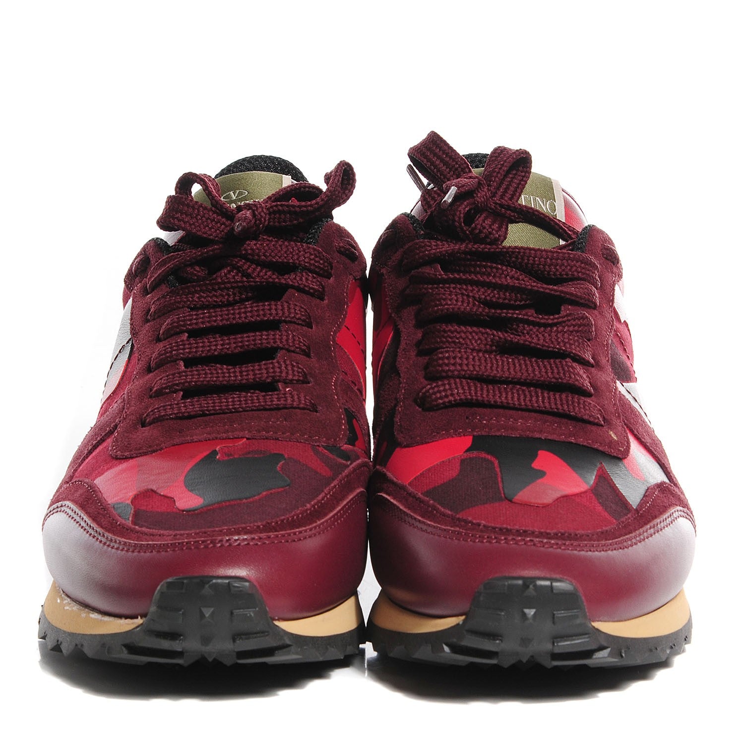 Valentino Garavani Nappa Suede Camouflage Womens Rockrunner Sneakers 39 Rubin Scarlet 2 of 14