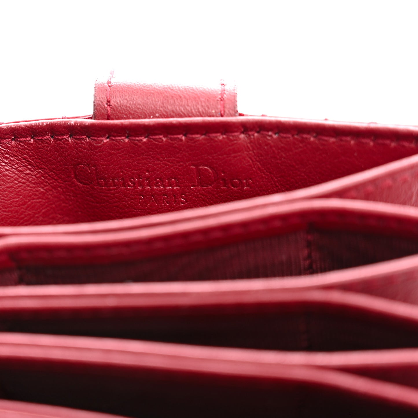 Patent Cannage Lady Dior 5-Gusset Card Holder Rouge