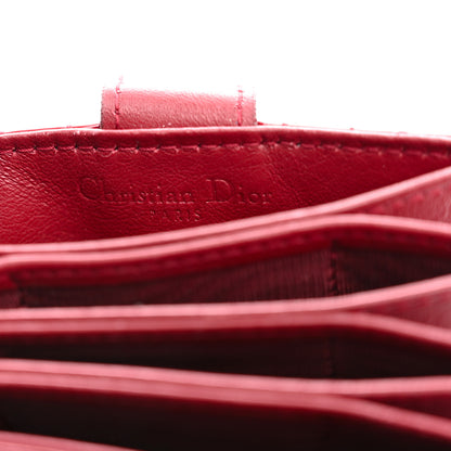Christian Dior Patent Cannage Lady Dior 5-Gusset Card Holder Rouge 6 of 9