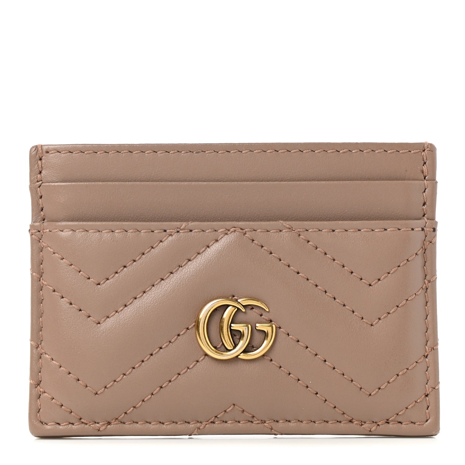 Gucci Calfskin Matelasse GG Marmont Card Holder Porcelain Rose 1 of 7