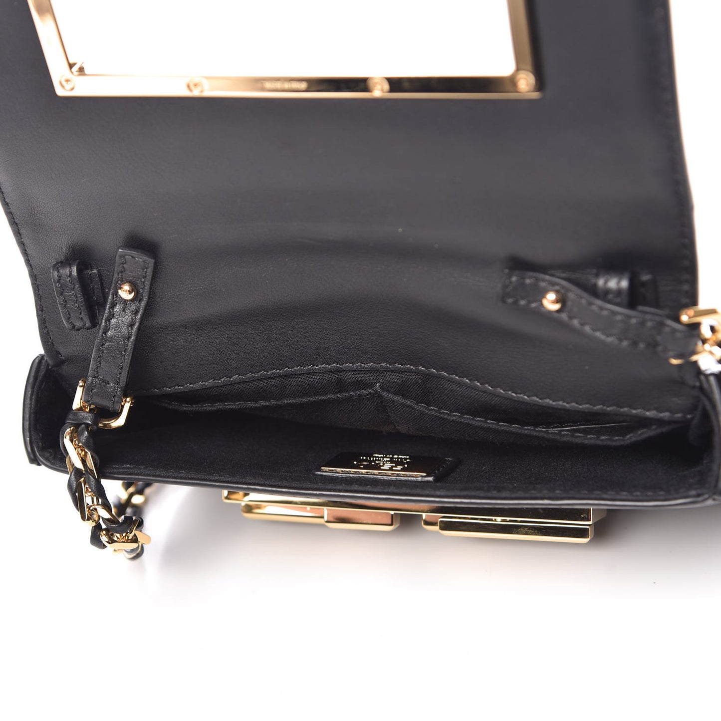 Vitello Dolce Studded Mini 3Baguette Shoulder Bag Black Gold