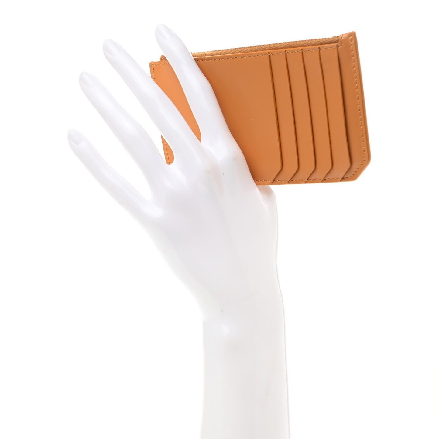 Calfskin 5 Fragments Zip Pouch Card Holder Senape Yellow