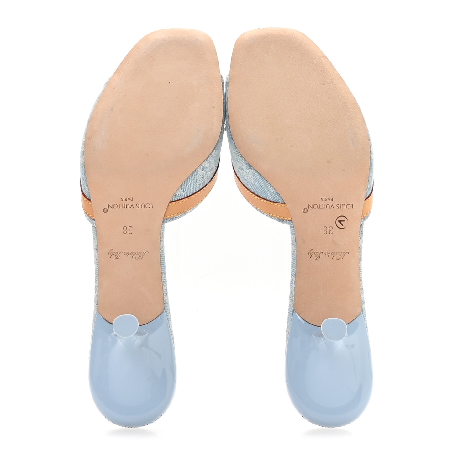 Monogram Denim 6AM Mules 38 Light Blue