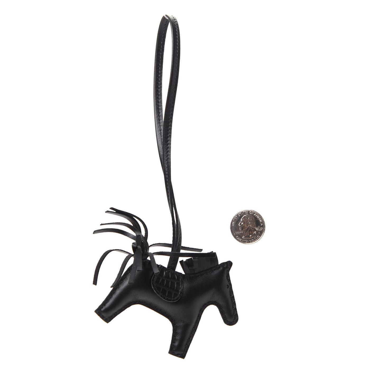 Milo Lambskin Matte Alligator Touch Grigri Rodeo Horse Bag Charm PM So Black