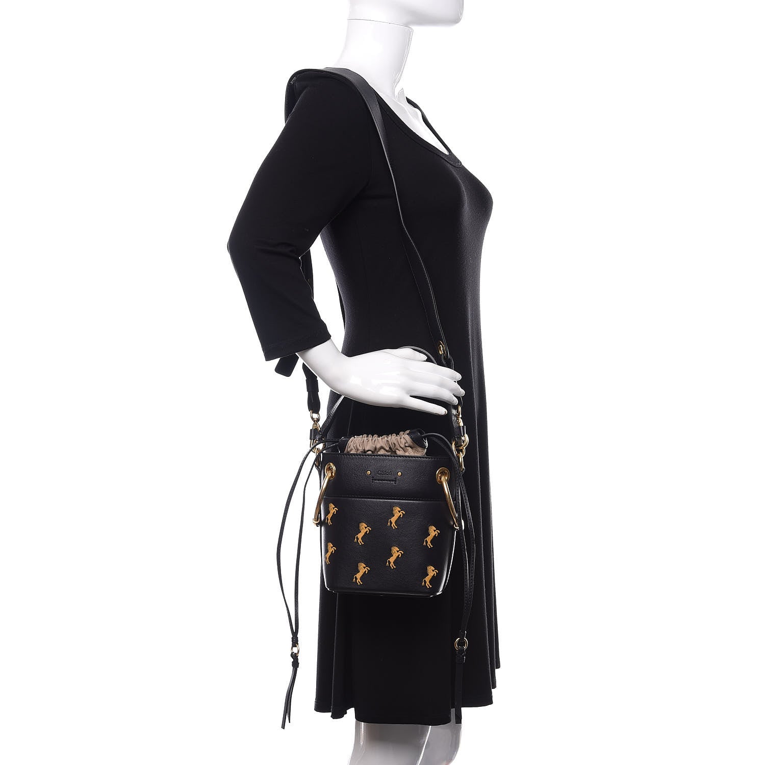 Chloe Smooth Calfskin Little Horses Embroidered Mini Roy Bucket Bag Full Blue 2 of 11