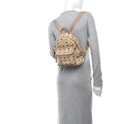 MCM Visetos Side Stud Mini Stark Backpack Beige 2 of 11