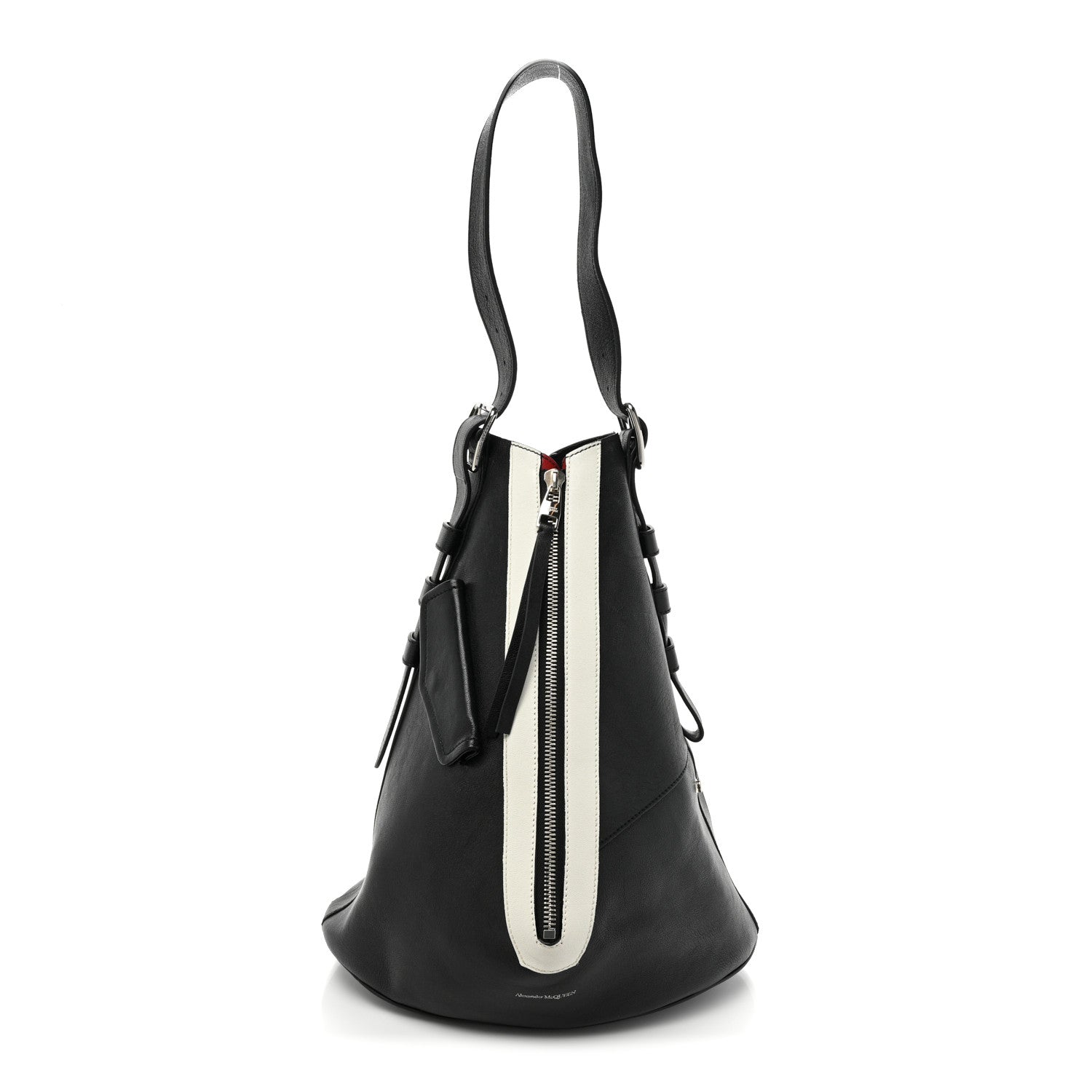 Alexander McQueen Calfskin Zipper Shoulder Bag Black 3 of 15