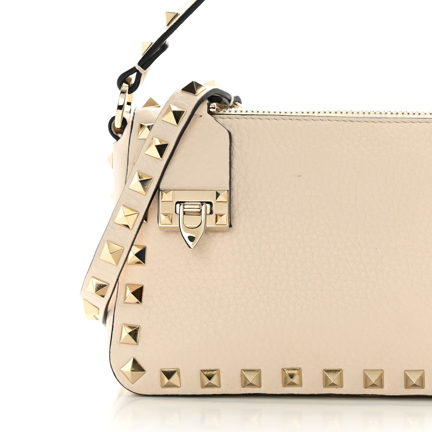 Valentino Garavani Pebbled Calfskin Small Rockstud Flip Lock Shoulder Bag Light Ivory 7 of 11