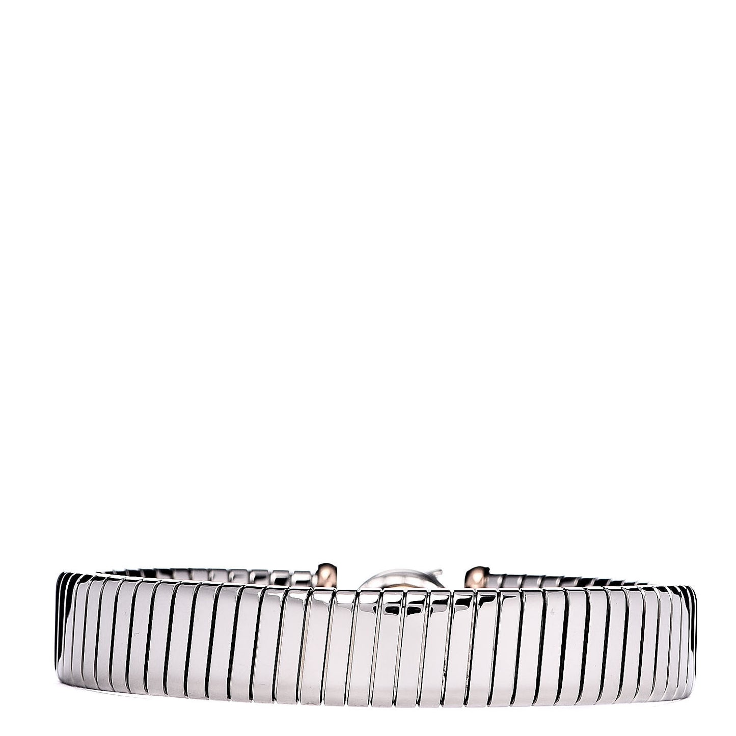 Stainless Steel 18K Rose Gold Black Onyx Tubogas Bracelet M