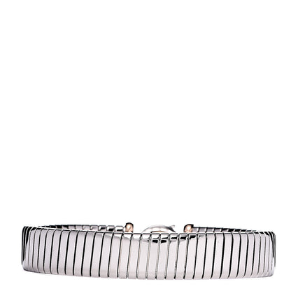 Bulgari Stainless Steel 18K Rose Gold Black Onyx Tubogas Bracelet M 3 of 6