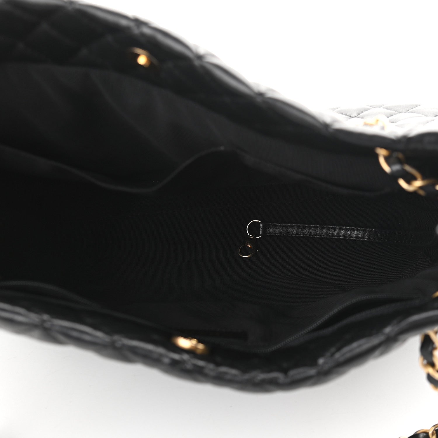 Chanel Lambskin Quilted Large Fluffy CC Shopping Tote Black 4 of 8