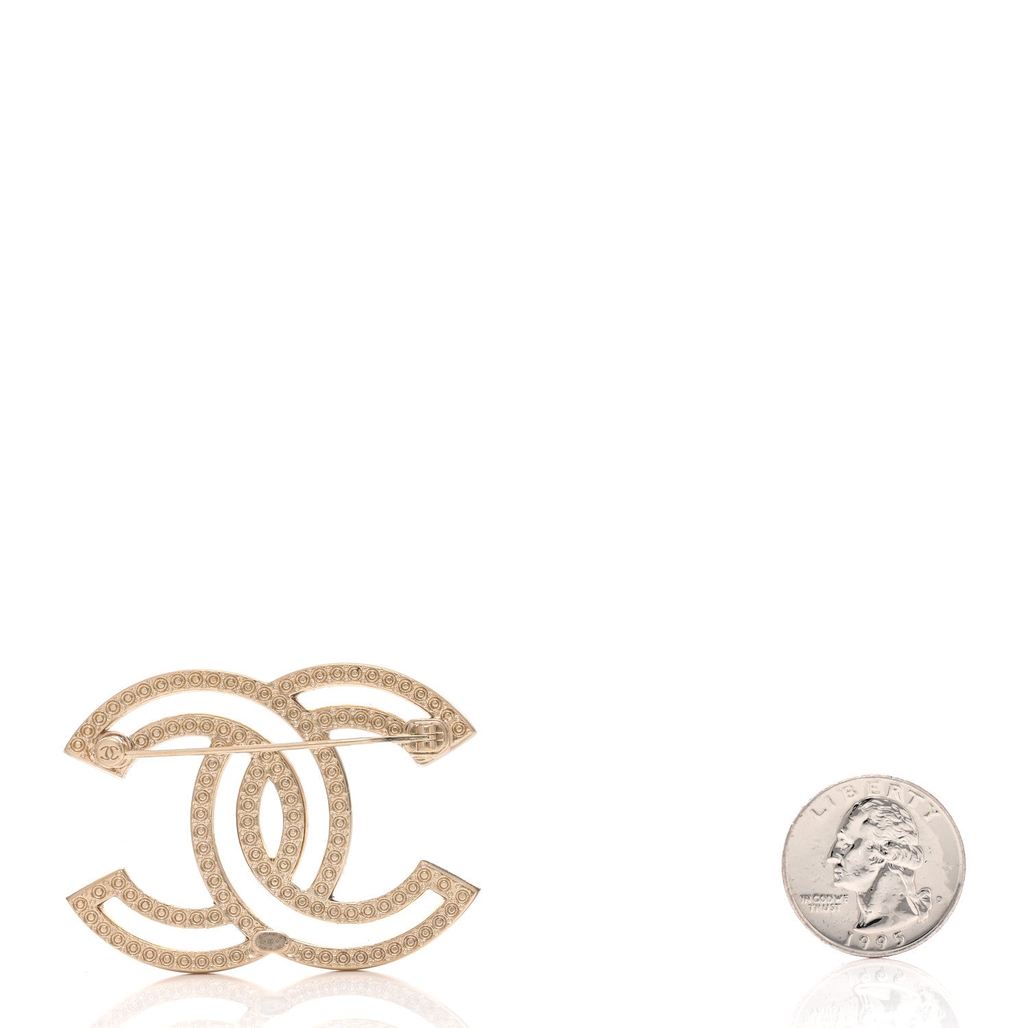 Chanel Crystal CC Brooch Light Gold 2 of 3