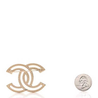 Chanel Crystal CC Brooch Light Gold 2 of 3