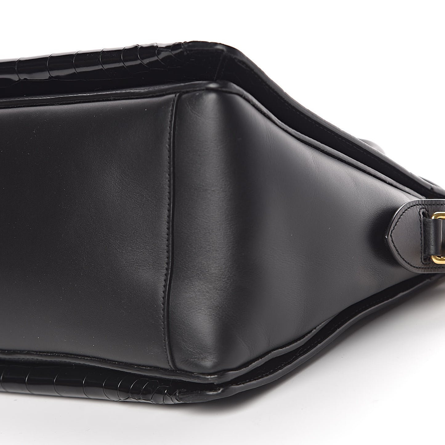 Calfskin Crocodile Embossed Small Classic Stud Tote Black