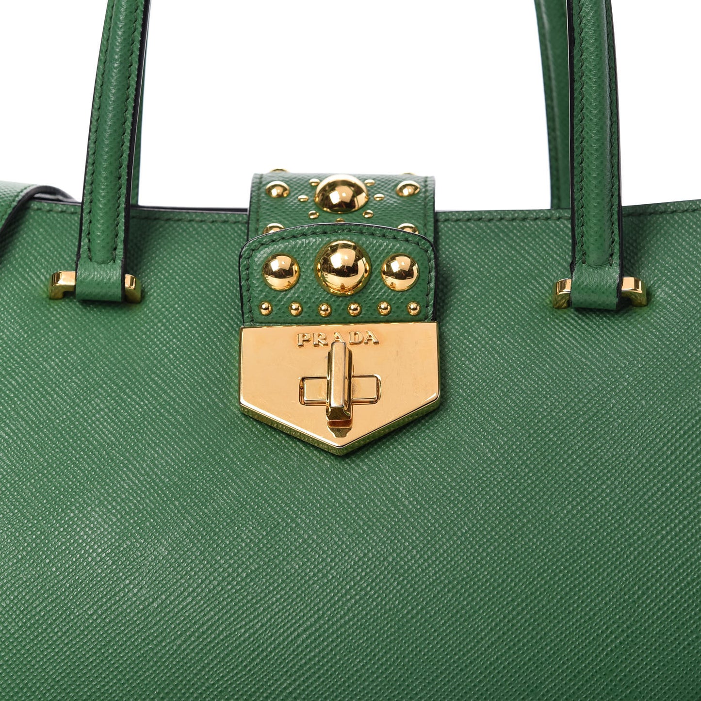 Saffiano Studded Bijou Tote Verde
