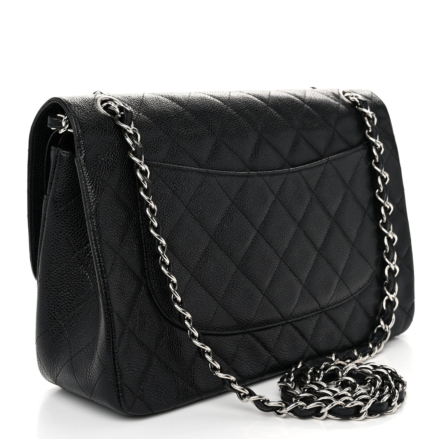 Caviar Quilted Jumbo Double Flap Black
