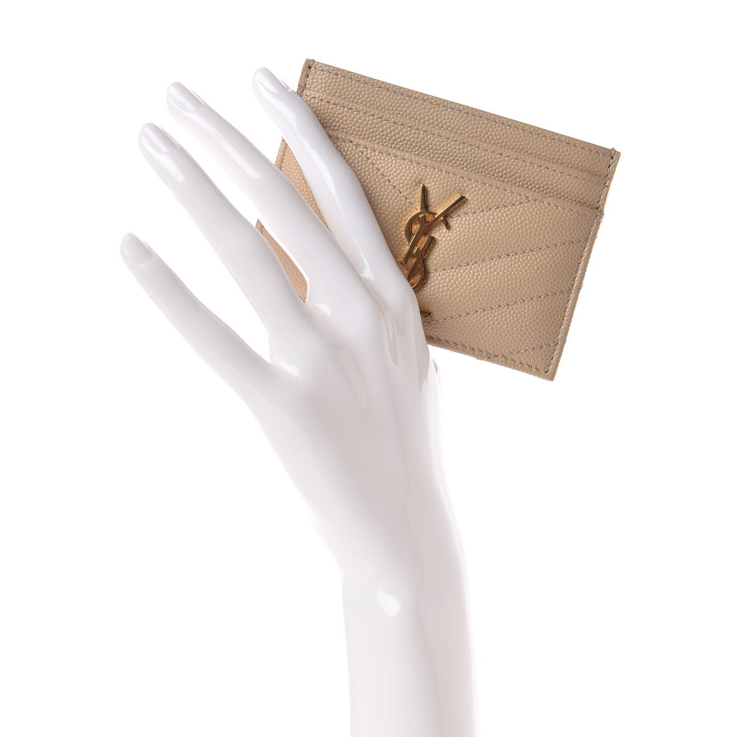 Grain De Poudre Matelasse Chevron Monogram Credit Card Case Nude Powder