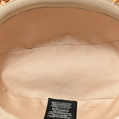 Gucci Raffia Elaphe GG Monogram Embroidered Basmaa Fedora Hat L Ivory Dark Brown 7 of 9