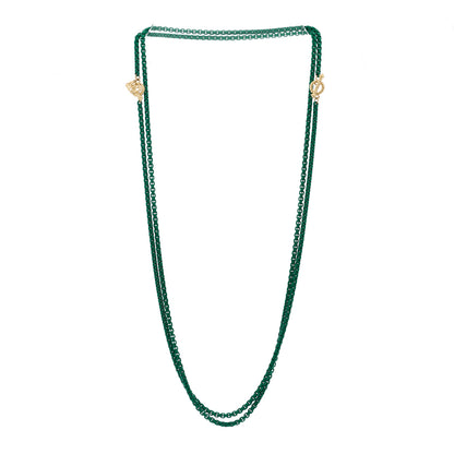David Yurman Stainless Steel 14K Yellow Gold Acrylic Bel Aire Chain Necklace Emerald Green 2 of 4