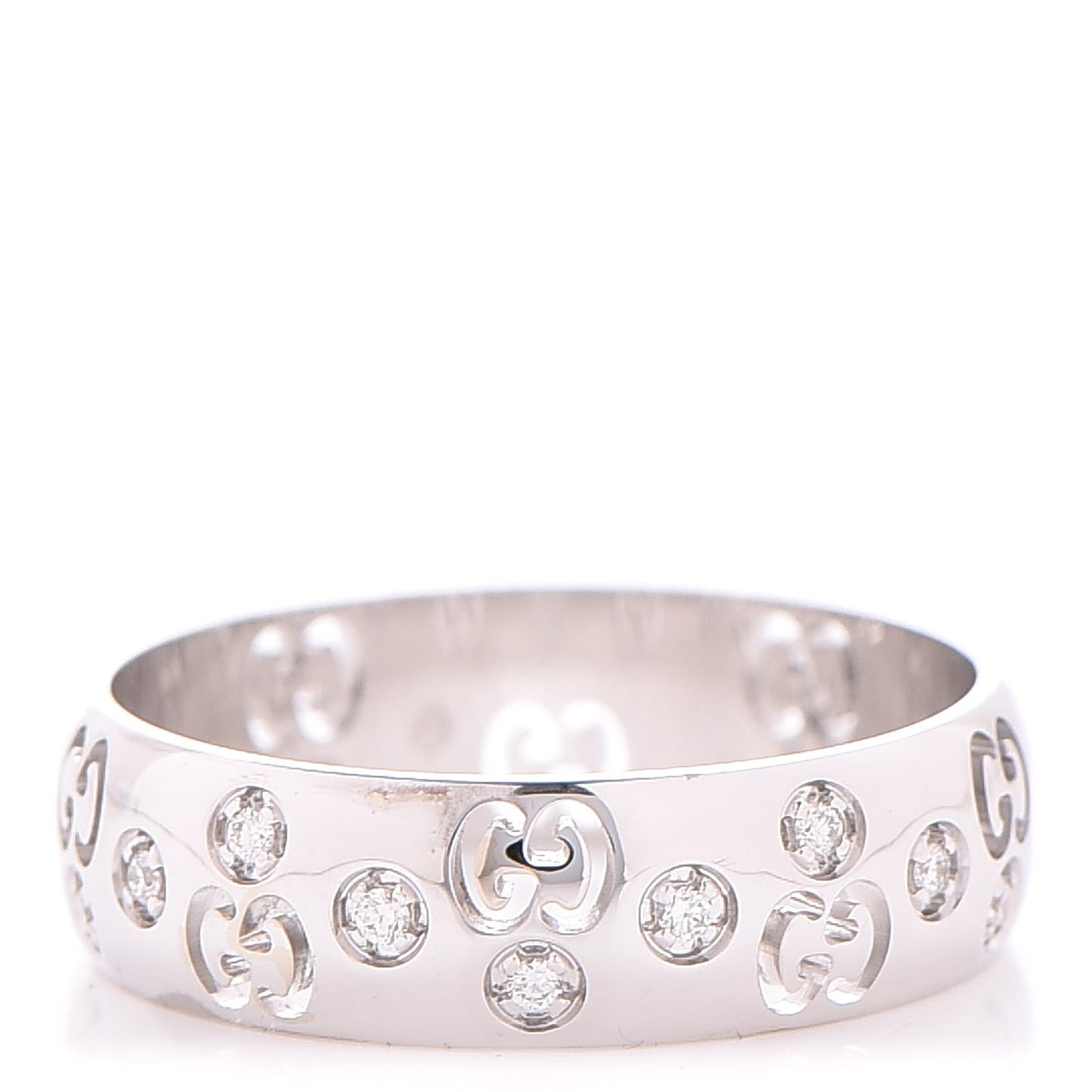 18K White Gold Diamond 6mm Icon Band Ring 60 9