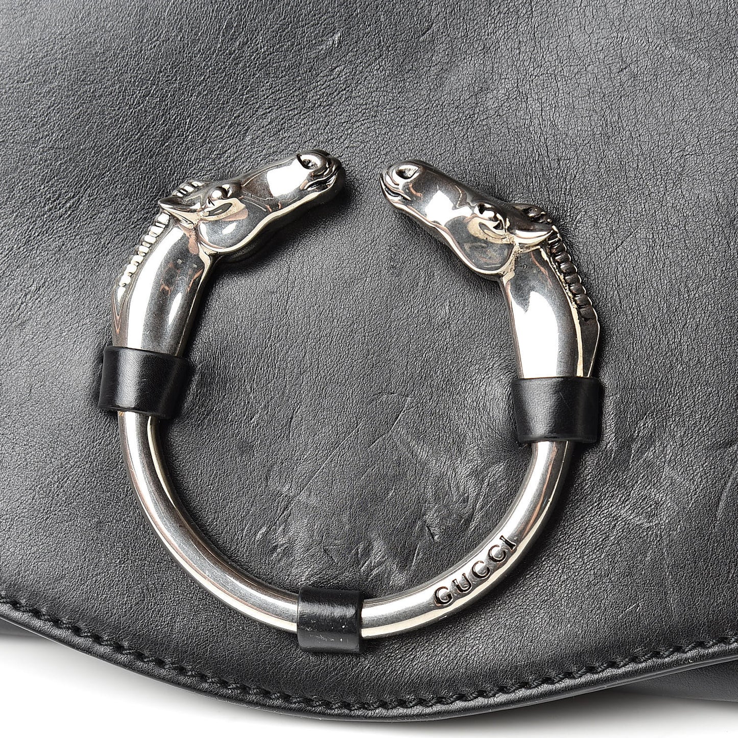 Calfskin Ribot Horse-Heads Clutch Black