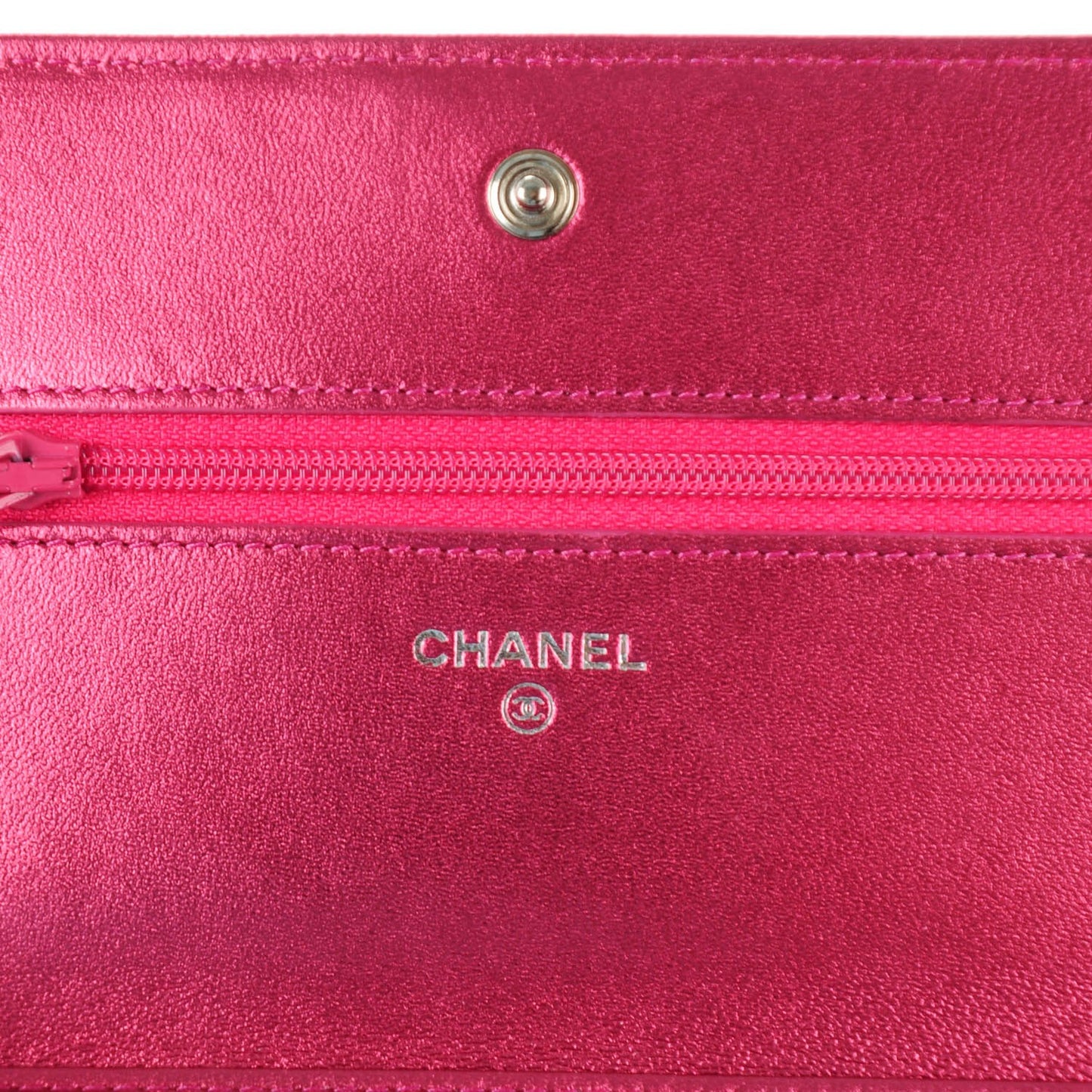 Patent Calfskin Quilted Boy Wallet On Chain WOC Fuchsia