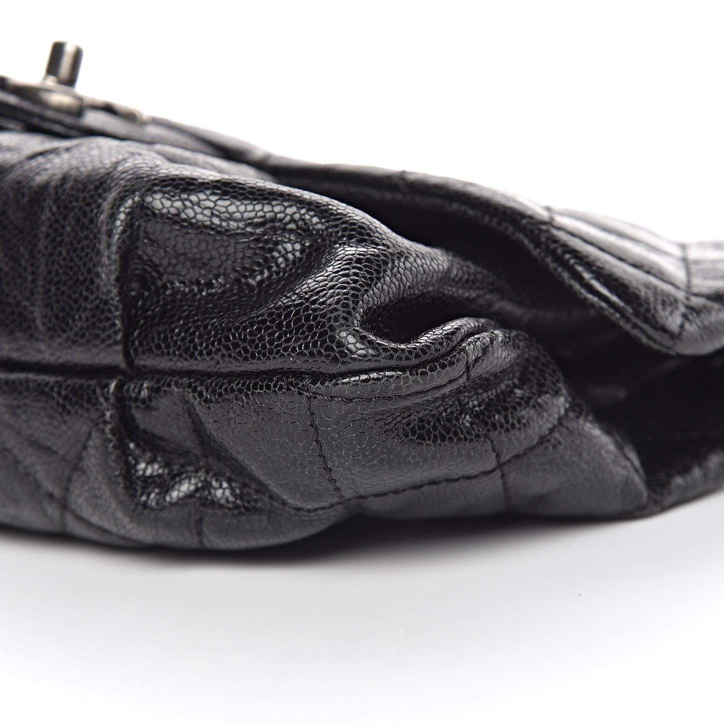 Caviar Quilted Medium Elastic Flap Black