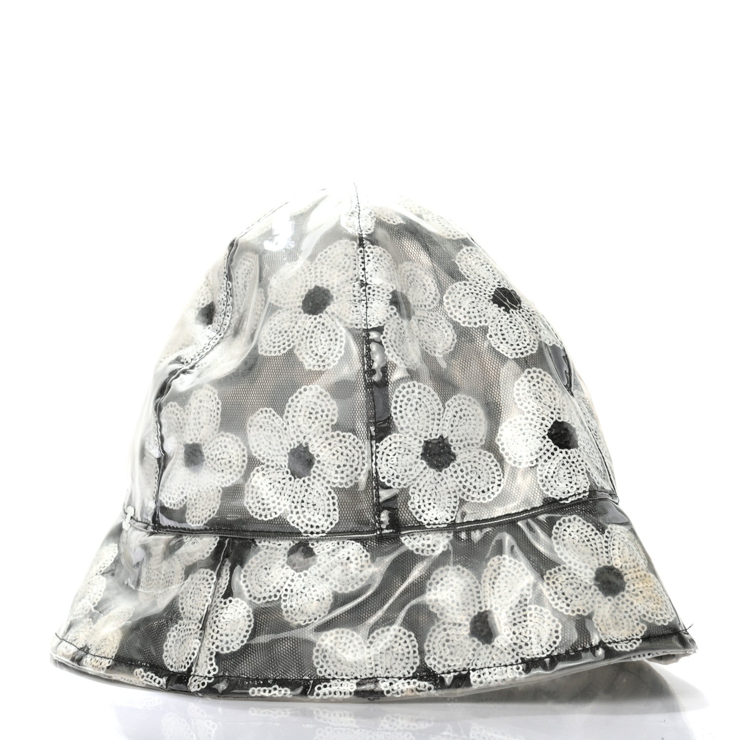 Chanel PVC Polyester Cloche Hat L Transparent Black White 2 of 4