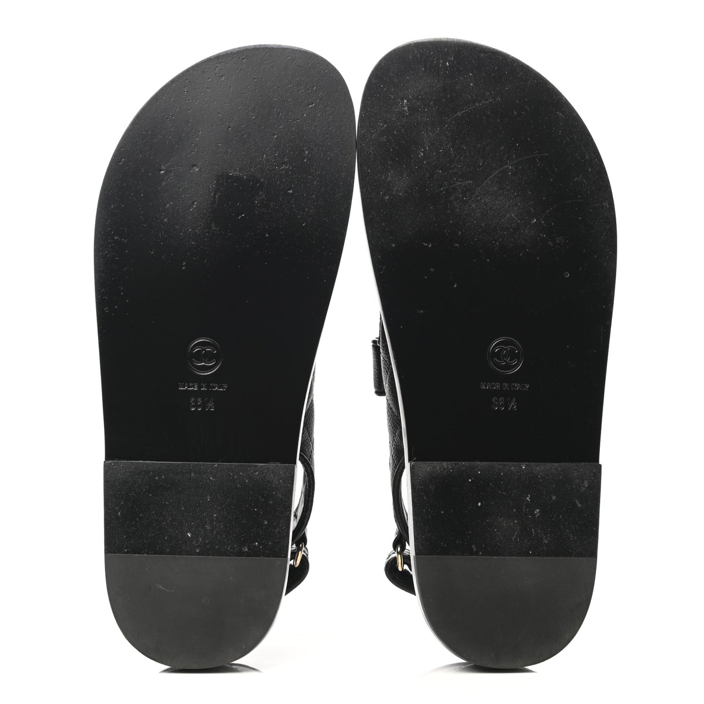 Grained Calfskin Velcro Dad Sandals 36.5 Black
