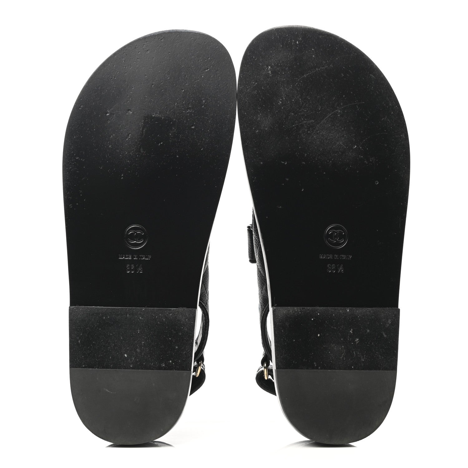 Chanel Grained Calfskin Velcro Dad Sandals 36.5 Black 5 of 10