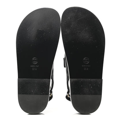 Chanel Grained Calfskin Velcro Dad Sandals 36.5 Black 5 of 10