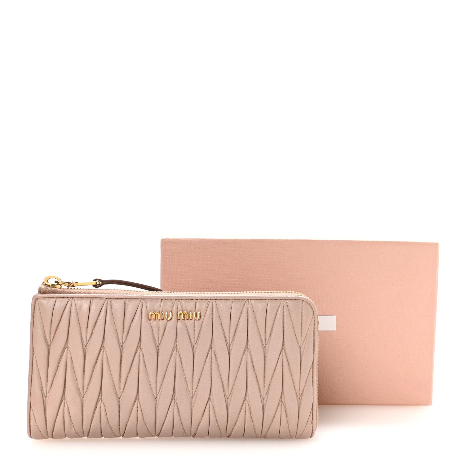 Miu Miu Nappa Matelasse Zip Around Wallet Pomice 8 of 9