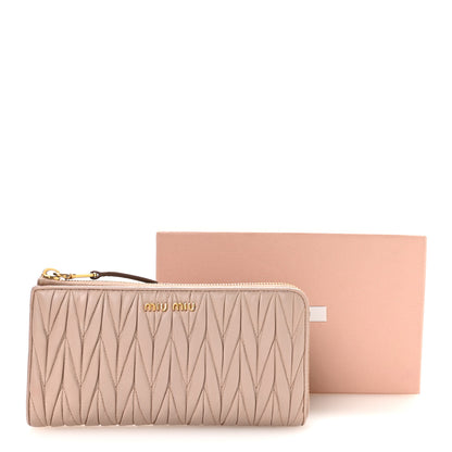 Miu Miu Nappa Matelasse Zip Around Wallet Pomice 8 of 9