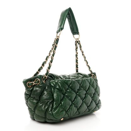Chanel Lambskin Bubble Quilt Accordion Flap Dark Green 3 of 10