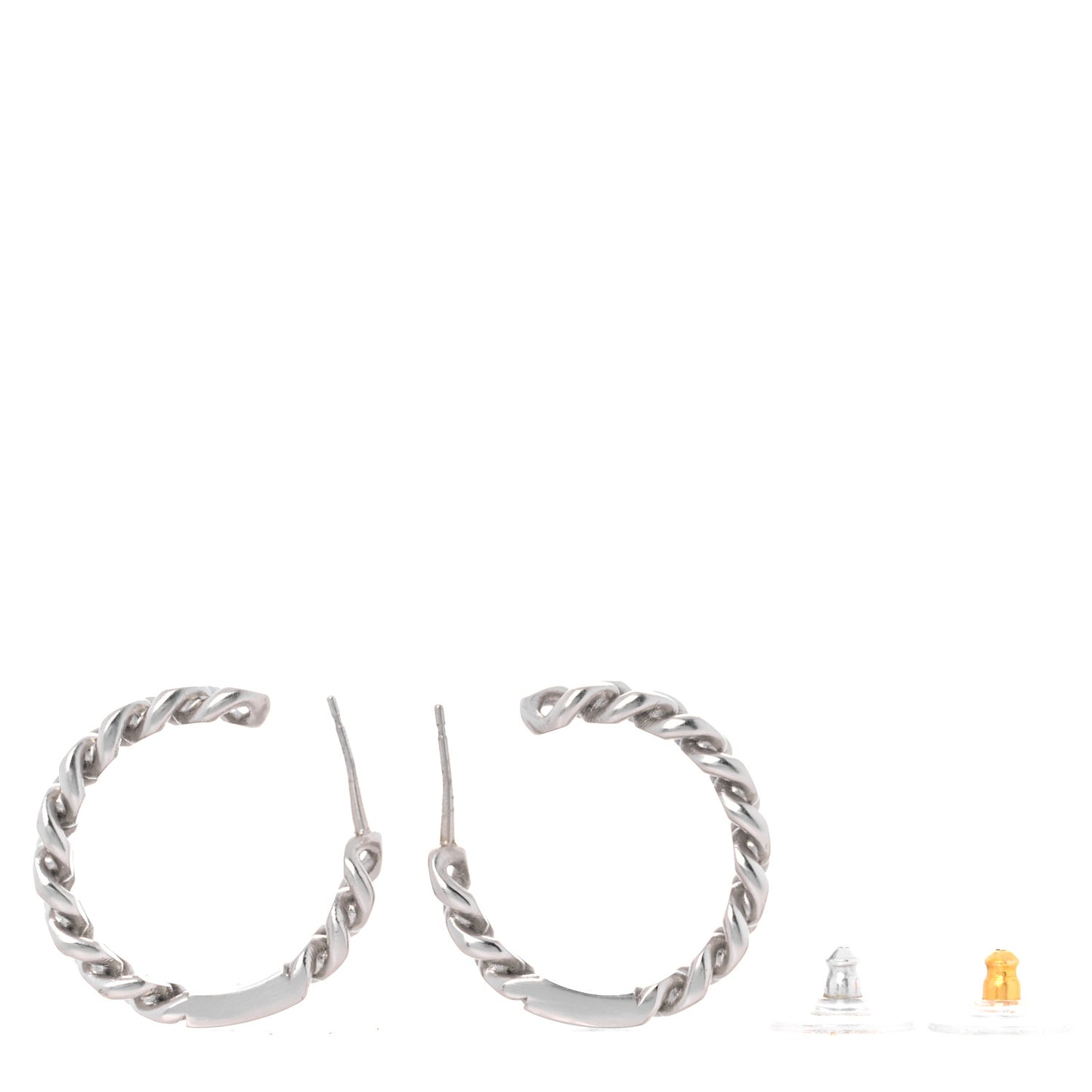 CC Chain Square Hoop Earrings Silver