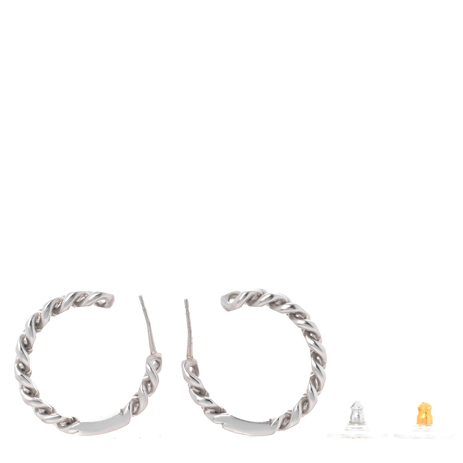 Chanel CC Chain Square Hoop Earrings Silver 5 of 5