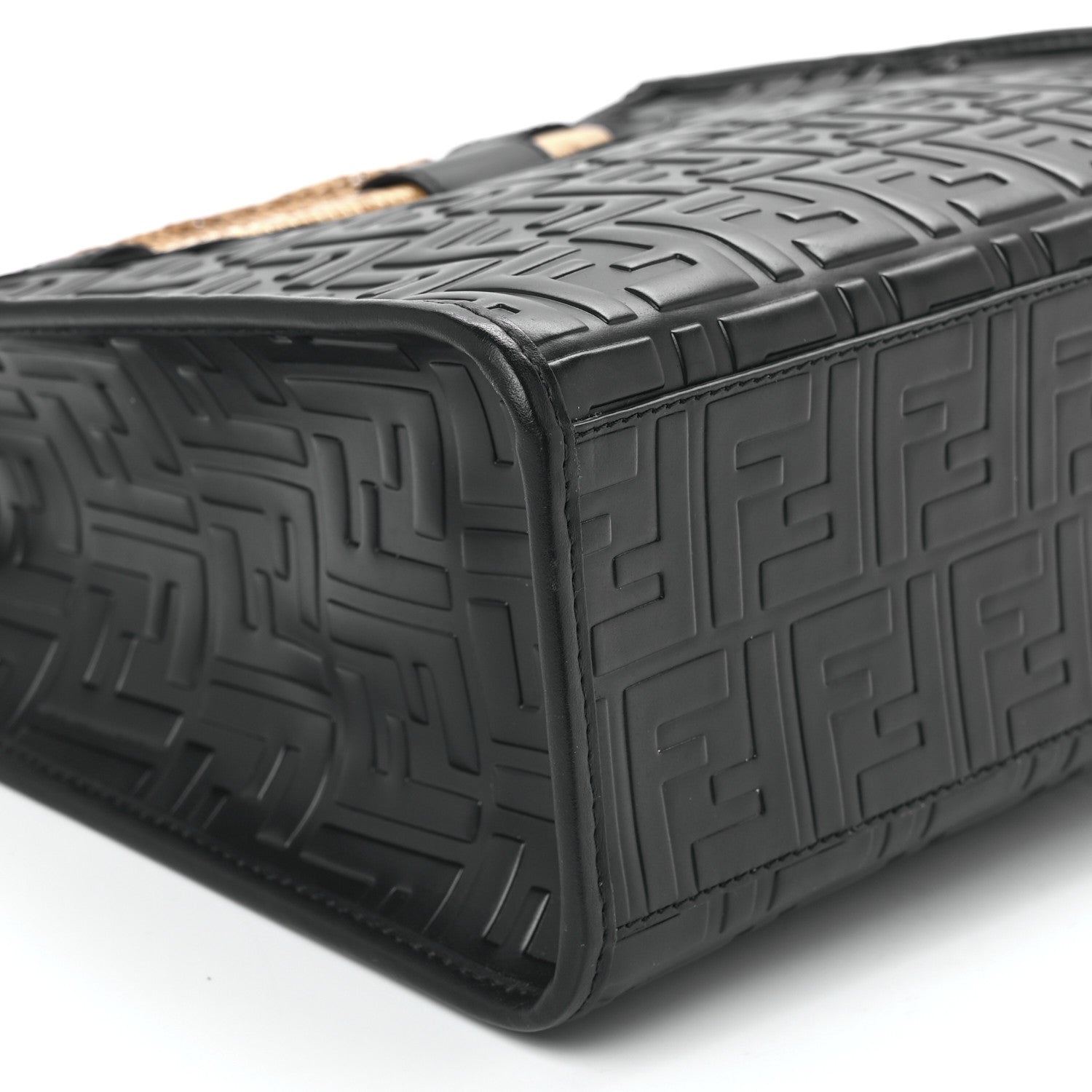 Fendi Vitello Century Wicker FF 1974 Embossed Small Runaway Shopper Tote Black 11 of 12